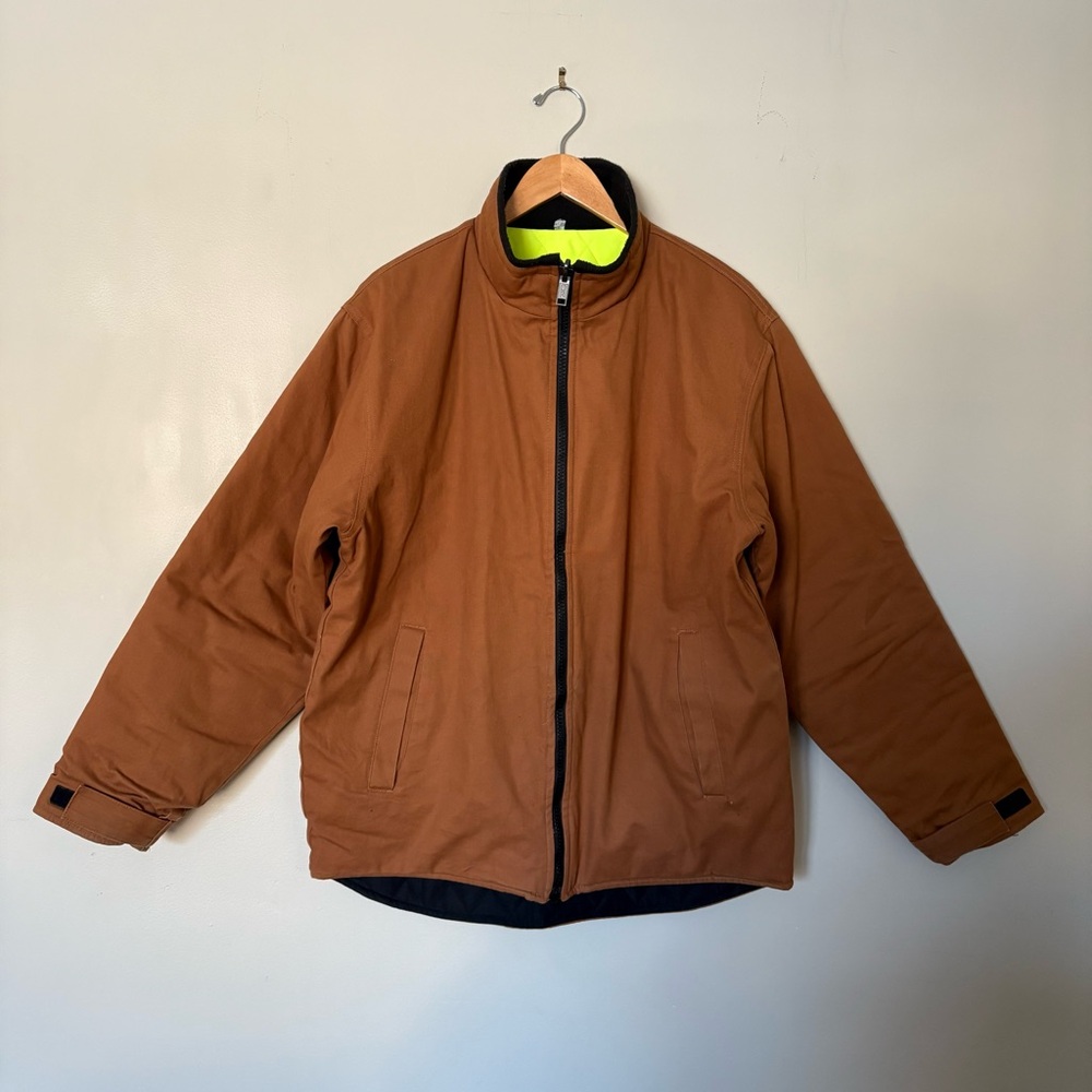 Reversible Quilted Canvas Workwear Jacket w/ Reflective Scotchlite Lining